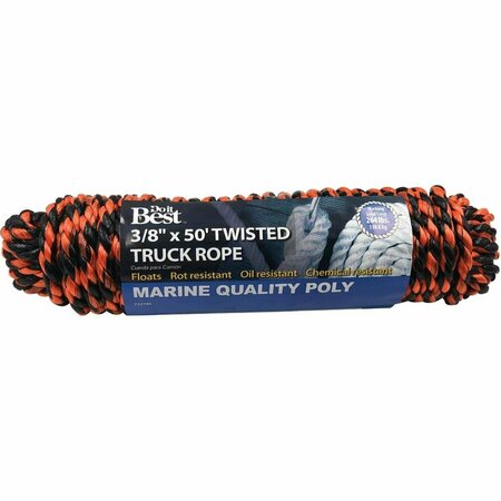 ALL-SOURCE 3/8 In. x 50 Ft. Orange & Black Truck Polypropylene Packaged Rope 732745